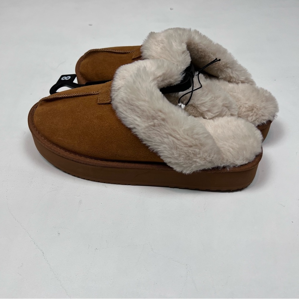 NWT Joyspun Women's Faux Suede Platform Clog Slippers Sz 8 - Picture 5 of 16